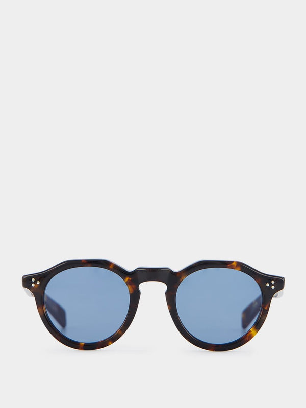 Eyevan 7285Mason Tortoise and Blue Round Sunglasses at Fashion Clinic