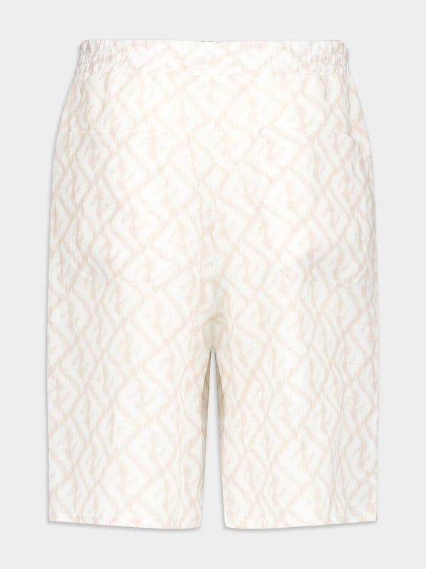 FendiAbstract-Print Linen Shorts at Fashion Clinic