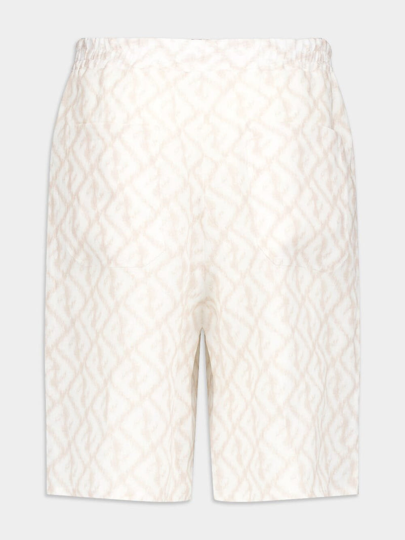 FendiAbstract-Print Linen Shorts at Fashion Clinic