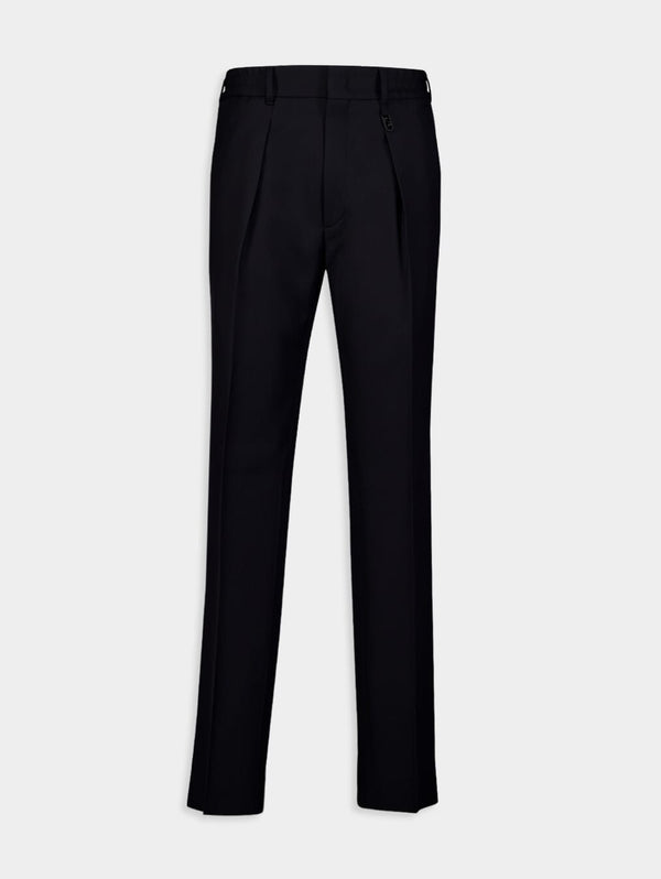 FendiBlue Wool Cigarette Trousers at Fashion Clinic