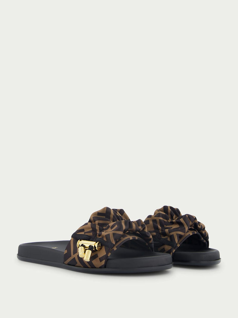 Fendi Brown Satin Slides FASHION CLINIC Fashion Clinic