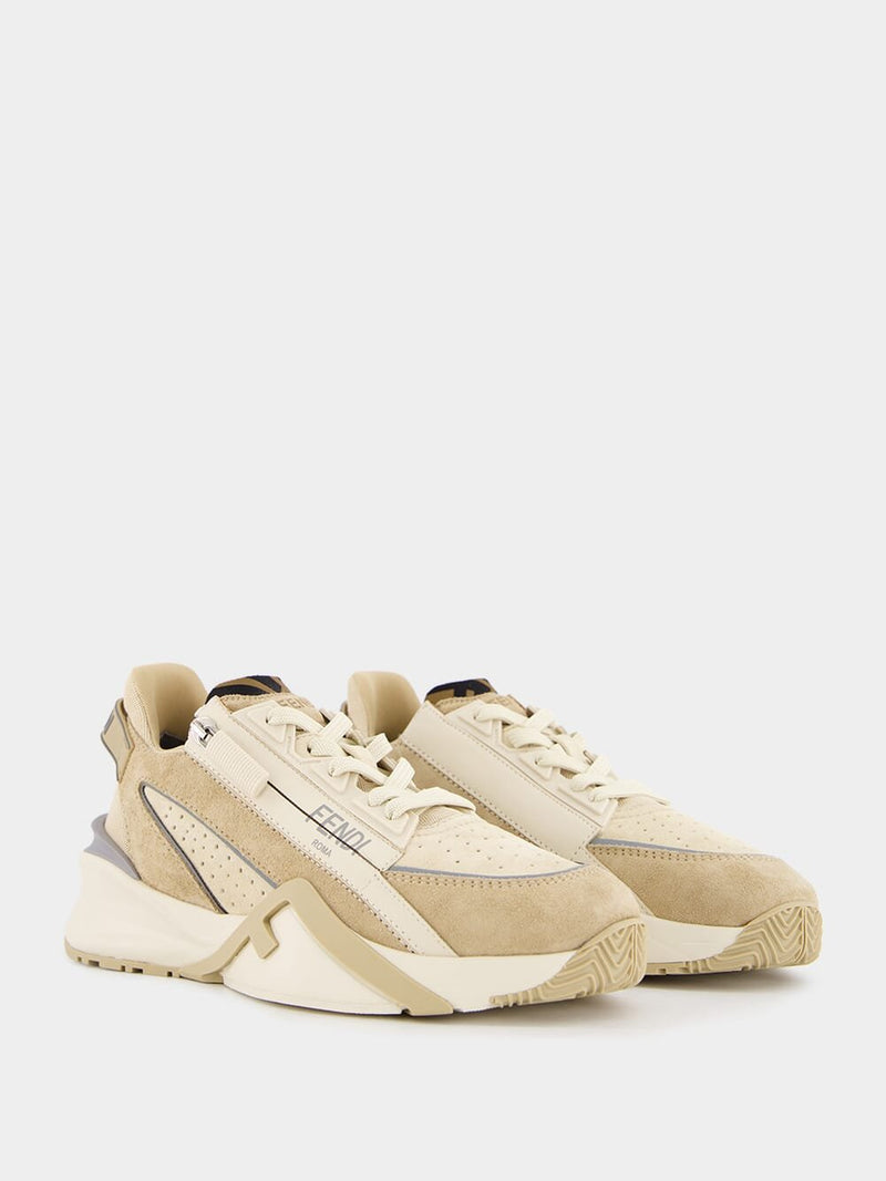 FendiFlow Beige Suede Sneakers at Fashion Clinic