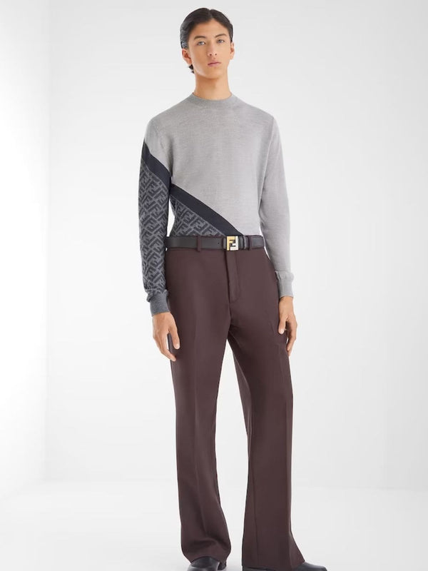 FendiGeometric Contrast Grey Sweater at Fashion Clinic