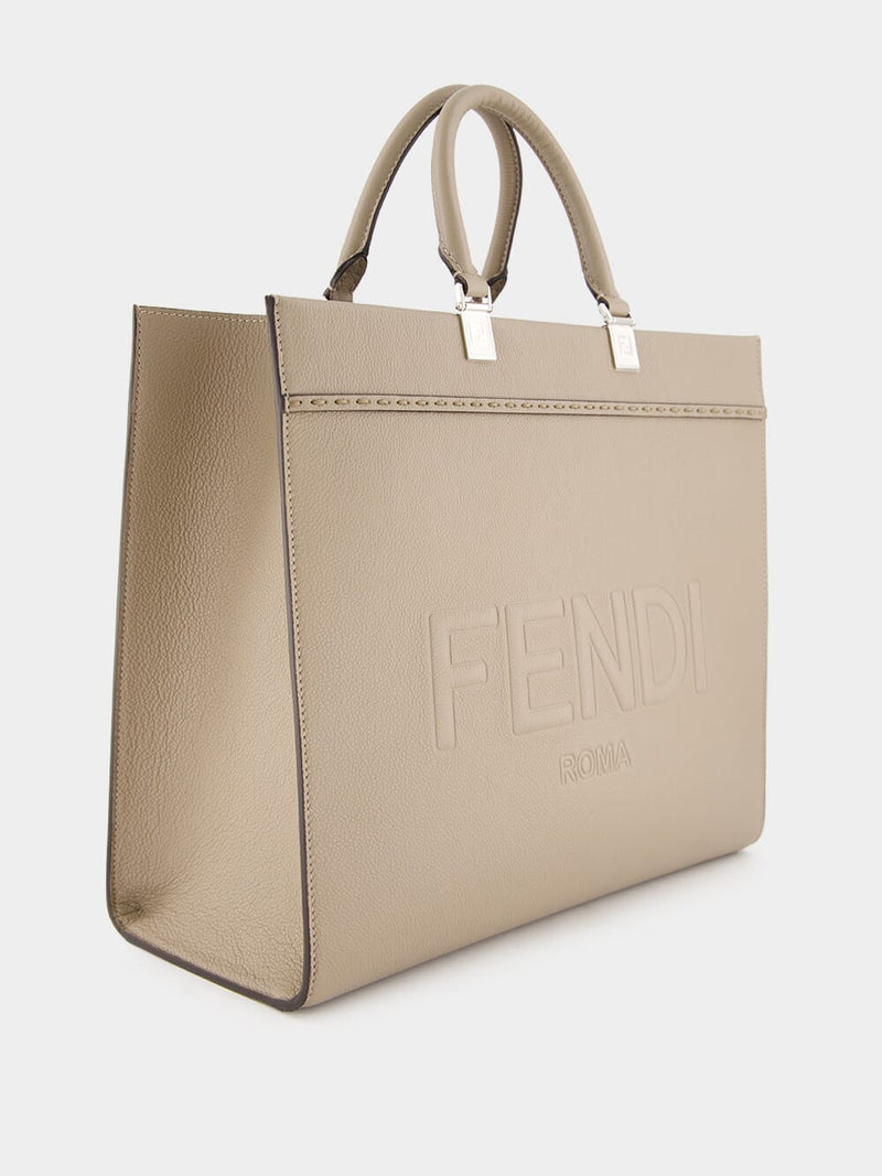 FendiLeather Medium Beige Sunshine Shopper at Fashion Clinic