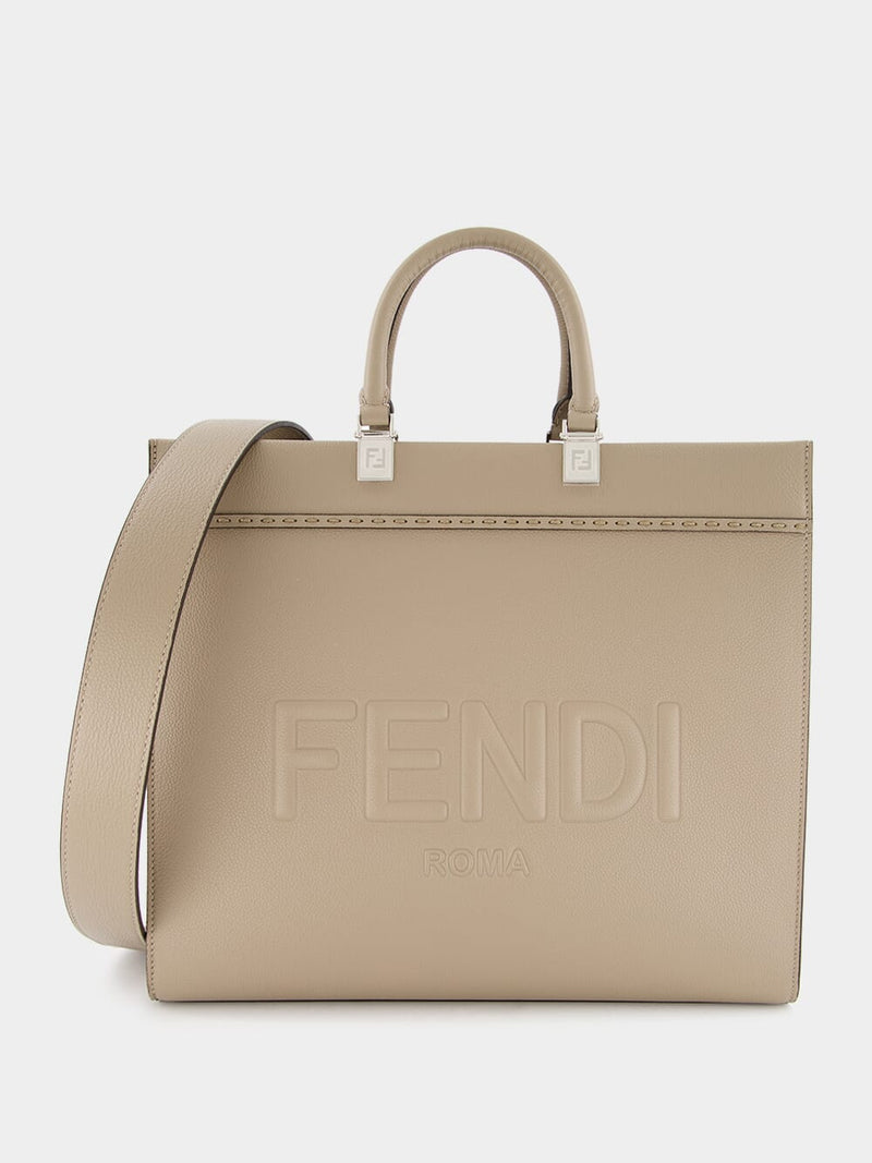 FendiLeather Medium Beige Sunshine Shopper at Fashion Clinic