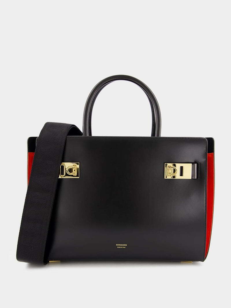 FerragamoLeather Tote Bag With Gancini Buckles at Fashion Clinic