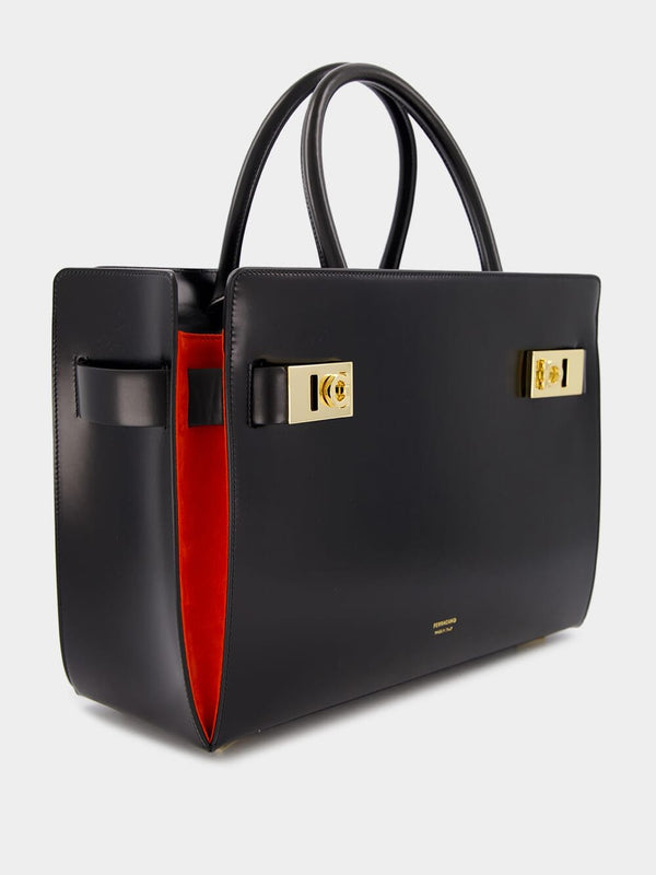 FerragamoLeather Tote Bag With Gancini Buckles at Fashion Clinic