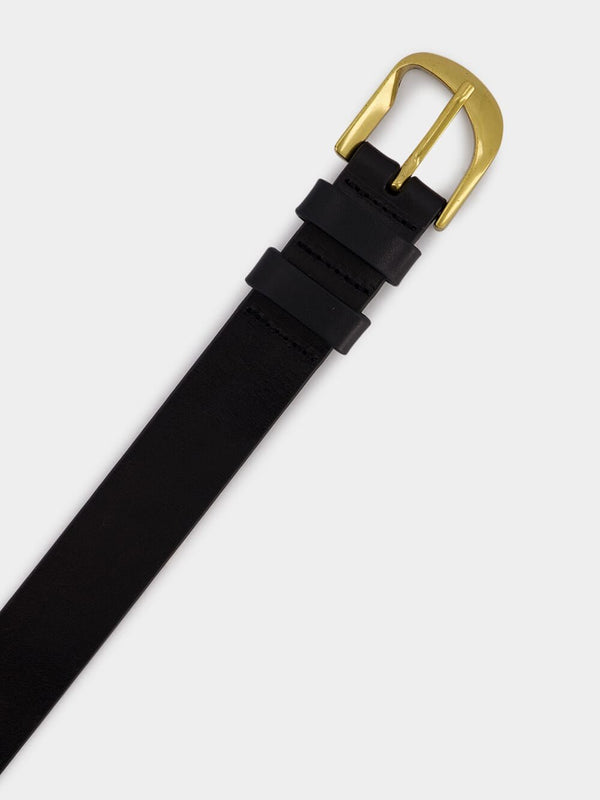 FrameClassic Black and Gold Leather Belt at Fashion Clinic