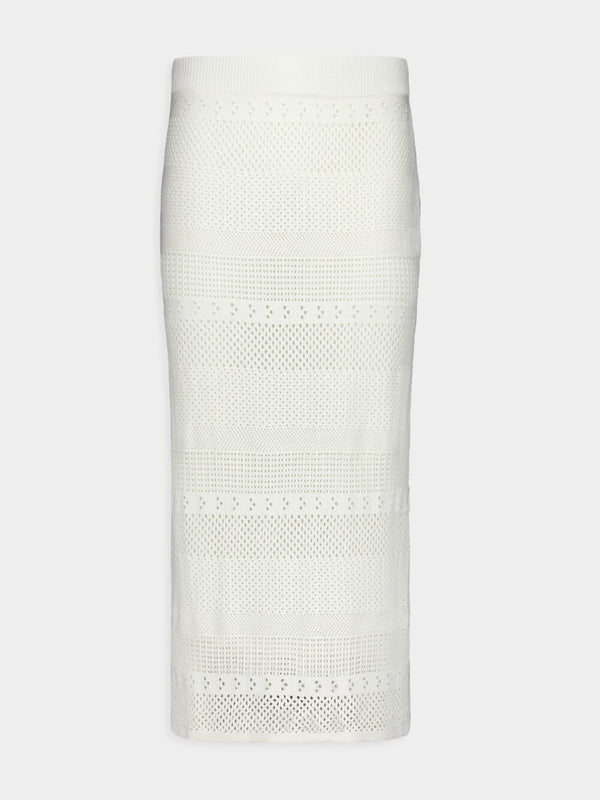FrameCrochet-Knit Pencil Skirt in White at Fashion Clinic