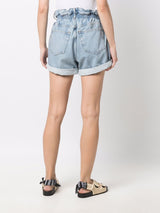 FramePaperbag denim shorts at Fashion Clinic