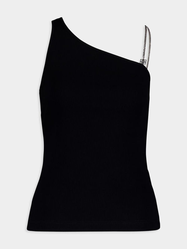 GivenchyAsymmetric Chain Detail Black Top at Fashion Clinic