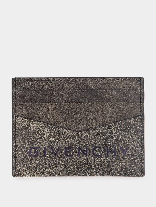 GivenchyEmbossed Logo Cardholder In Crackled Leather at Fashion Clinic