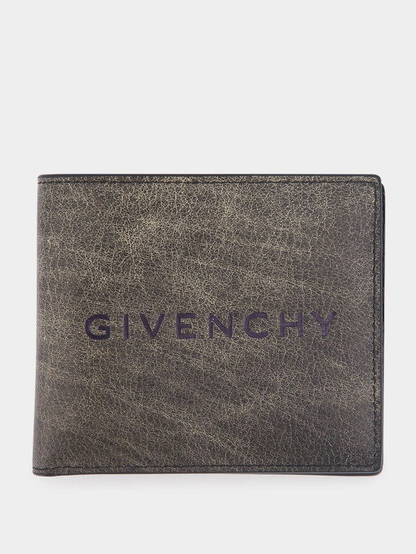 GivenchyEmbossed Logo Wallet In Crackled Leather at Fashion Clinic