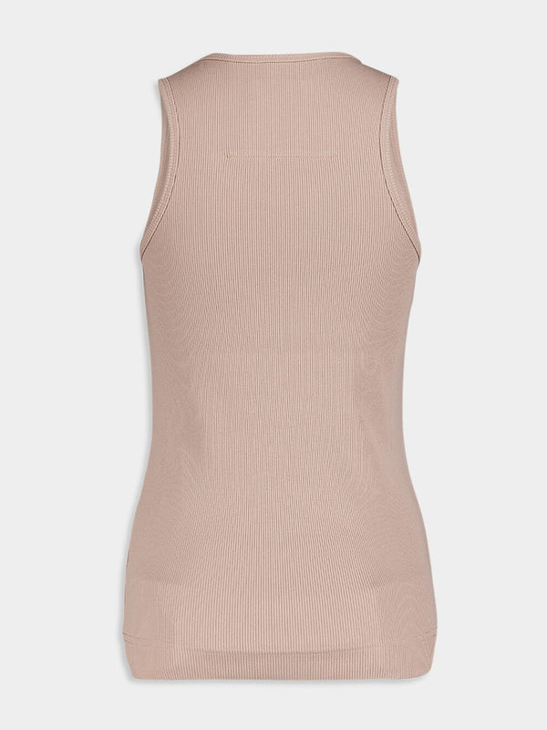 GivenchyRibbed Cotton Beige Tank Top at Fashion Clinic