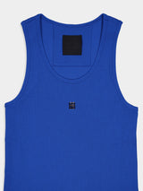 GivenchyRibbed Cotton Blue Tank Top at Fashion Clinic
