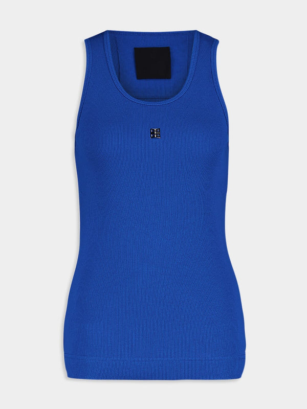 GivenchyRibbed Cotton Blue Tank Top at Fashion Clinic