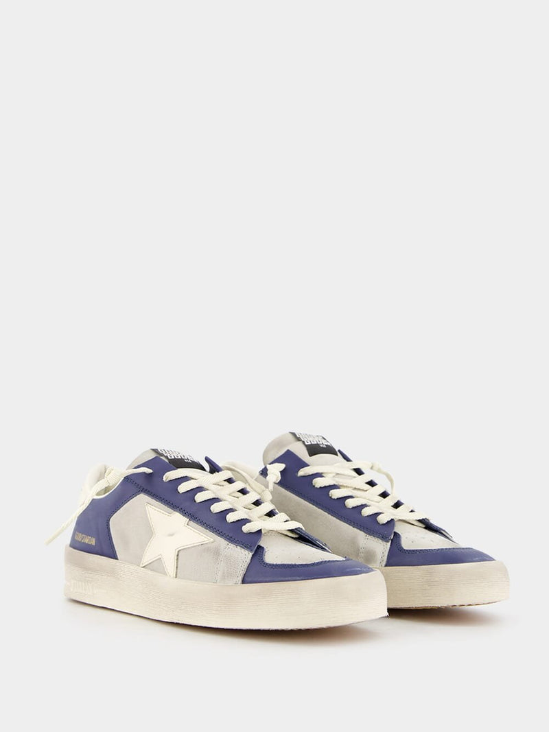Golden GooseStardan Navy Blue Leather Sneakers at Fashion Clinic