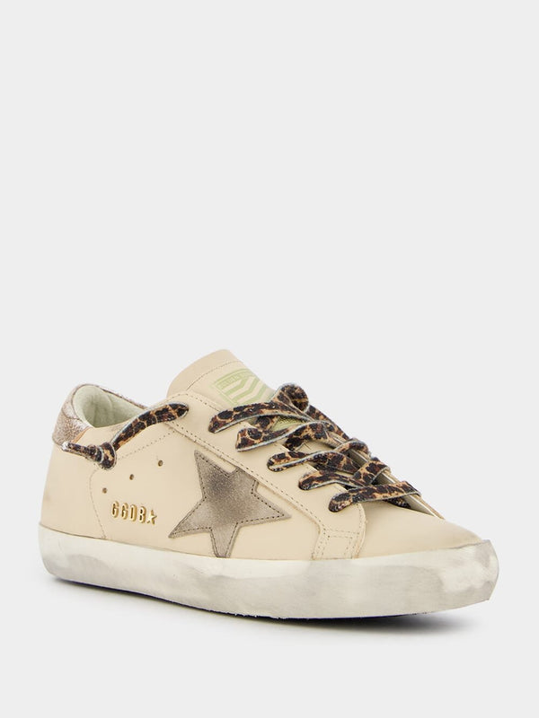Golden GooseSuper-Star Beige Leather Sneakers at Fashion Clinic
