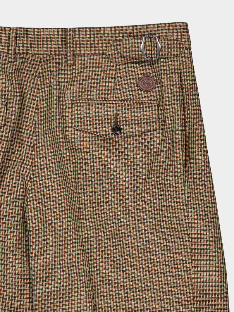 GucciCheck-Pattern Wool Trousers at Fashion Clinic