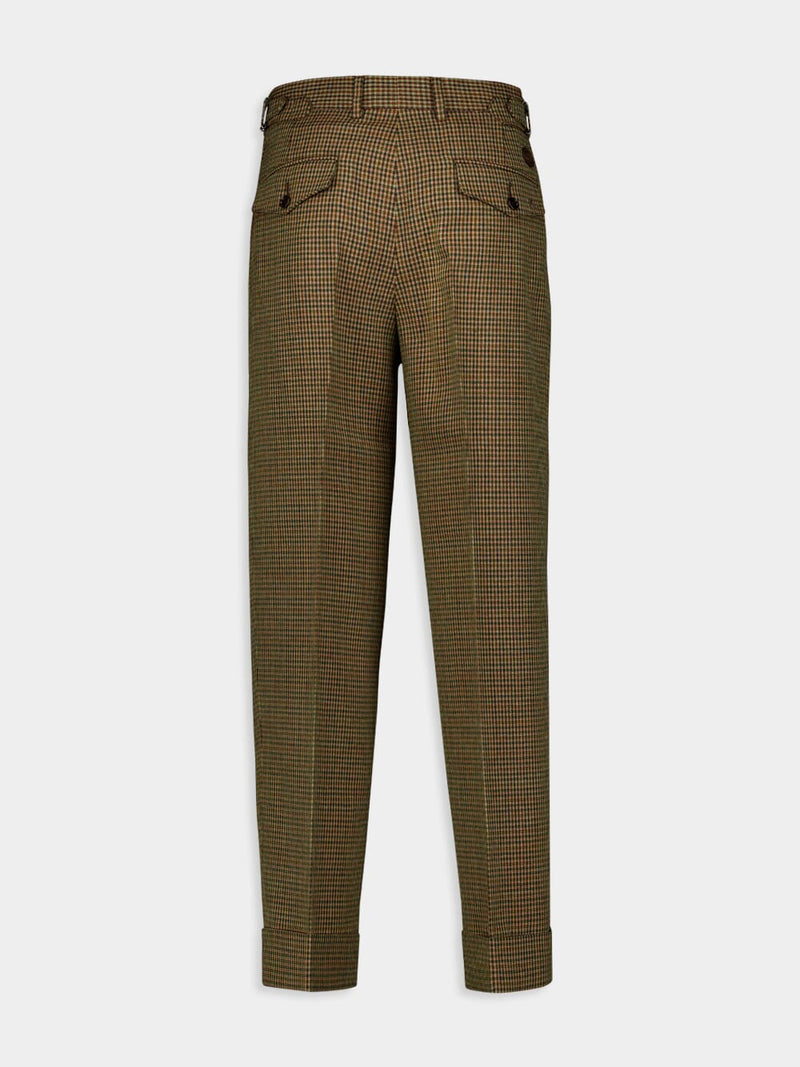GucciCheck-Pattern Wool Trousers at Fashion Clinic