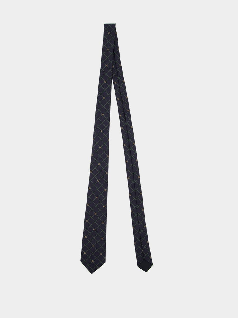 GucciCheck Silk Jacquard Tie at Fashion Clinic