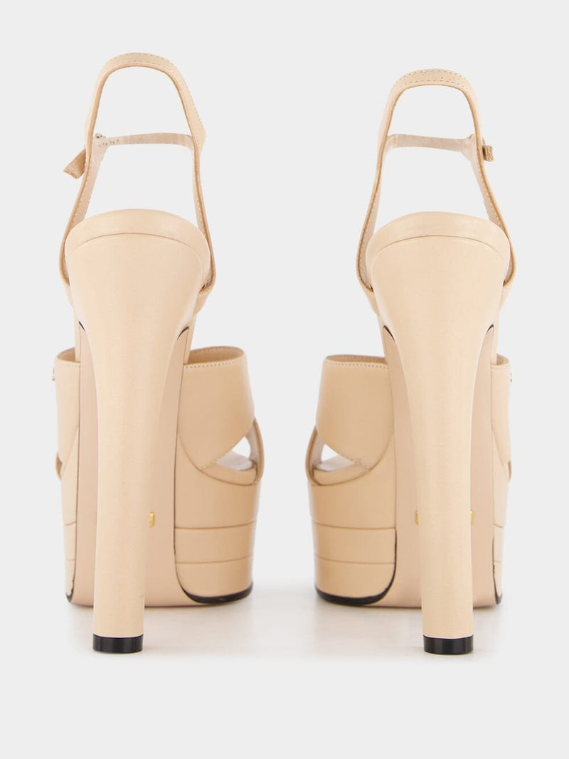 GucciCrisscross Leather Straps Platform Sandals at Fashion Clinic