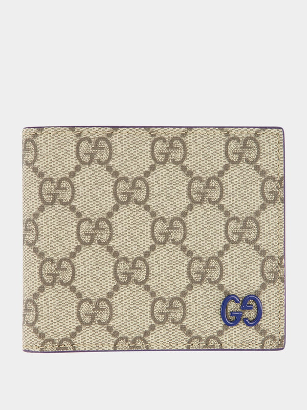 GucciGG Detail Blue Leather Trim Wallet at Fashion Clinic
