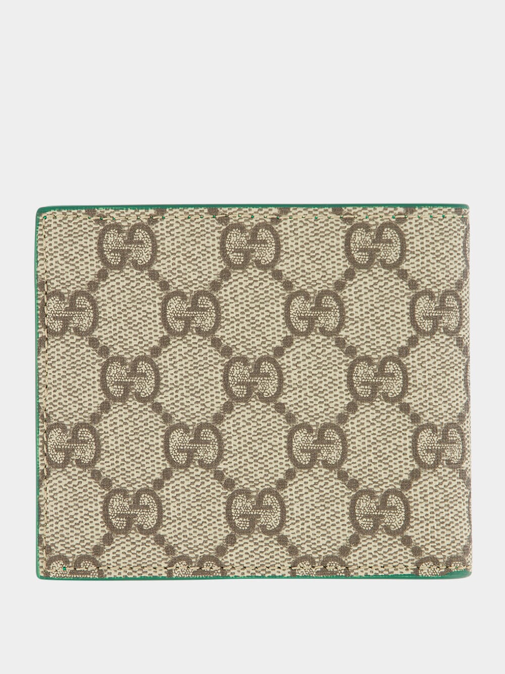 GucciGG Detail Green Leather Trim Wallet at Fashion Clinic