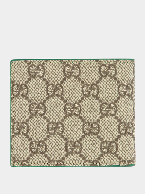 GucciGG Detail Green Leather Trim Wallet at Fashion Clinic