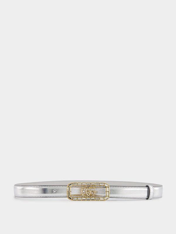 GucciGG Marmont Embellished Metallic Leather Belt at Fashion Clinic