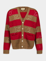 GucciGG-Perforated Striped Wool Cardigan at Fashion Clinic