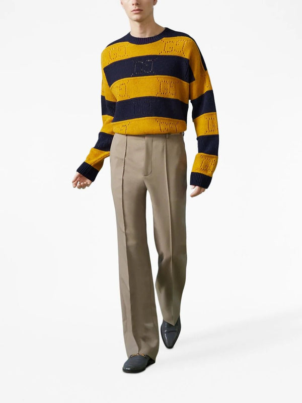 GucciGG-Perforated Striped Wool Jumper at Fashion Clinic