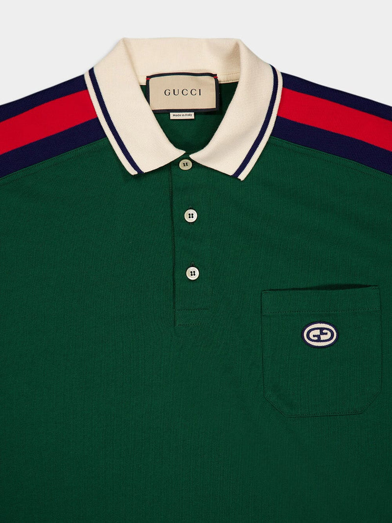 GucciGreen Cotton Polo with Interlocking G at Fashion Clinic
