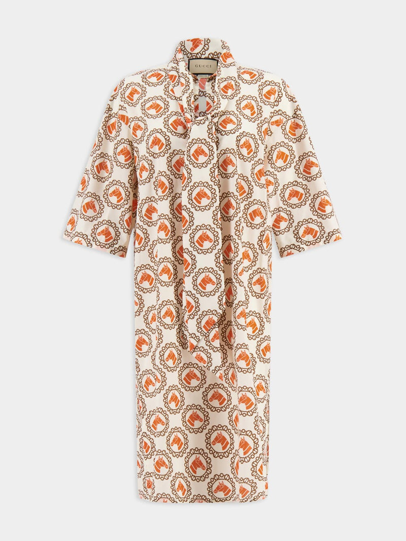 GucciHorse-Print Cotton-Muslin Kaftan at Fashion Clinic