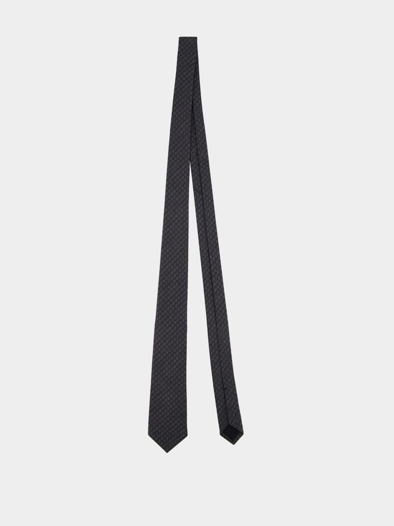 GucciInterlocking G Black Silk Wool Jacquard Tie at Fashion Clinic