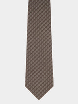 GucciInterlocking G Brown Silk Wool Jacquard Tie at Fashion Clinic
