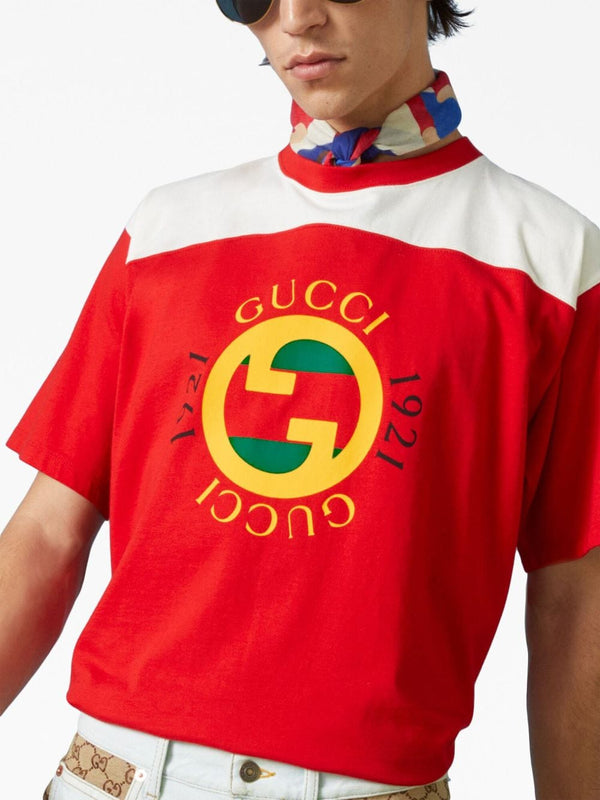 GucciInterlocking G Logo-Print Cotton T-Shirt at Fashion Clinic