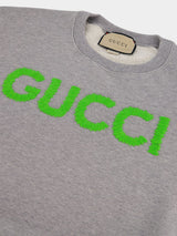 GucciKnitted Effect Gucci Embroidery Sweatshirt at Fashion Clinic