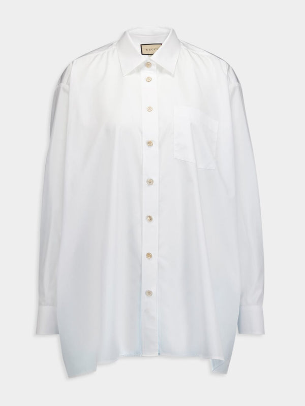 GucciLogo-Embroidered Cotton Shirt at Fashion Clinic