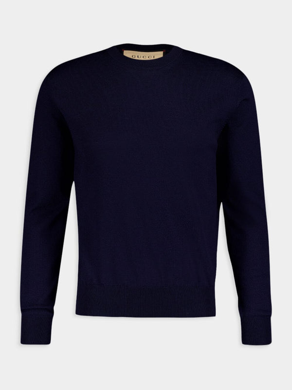 GucciLogo-Embroidered Crewneck Wool Sweater at Fashion Clinic