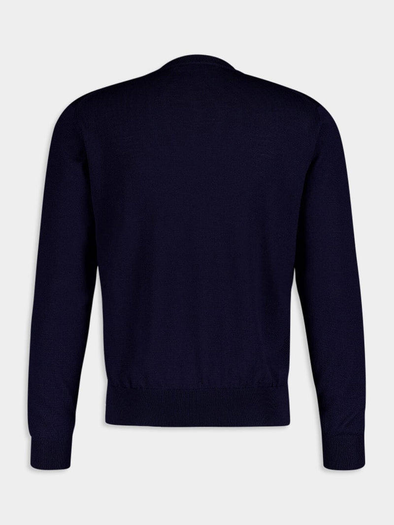 GucciLogo-Embroidered Crewneck Wool Sweater at Fashion Clinic