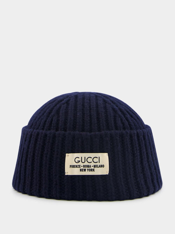 GucciLogo-Patch Ribbed Beanie at Fashion Clinic