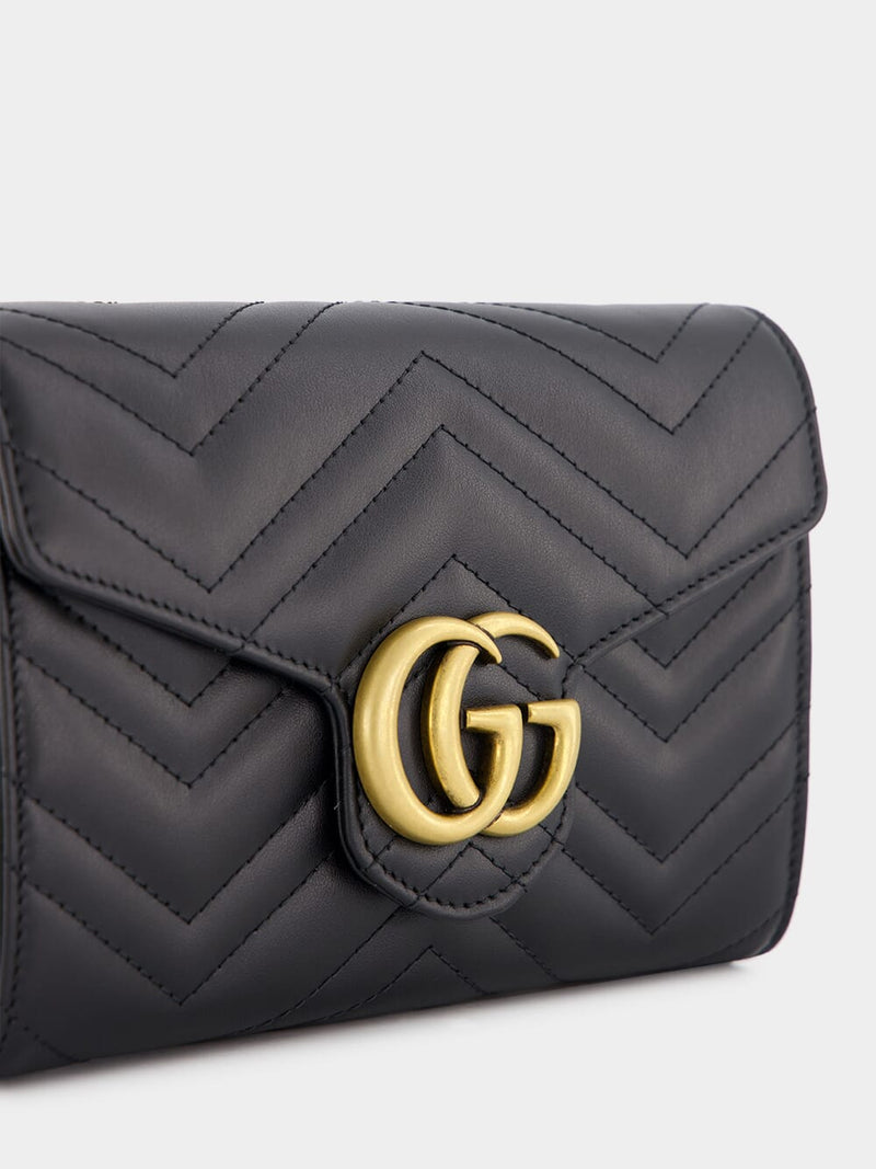Gucci marmont mini top chain bag black