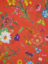 GucciOrange Flora Print Silk Carré at Fashion Clinic