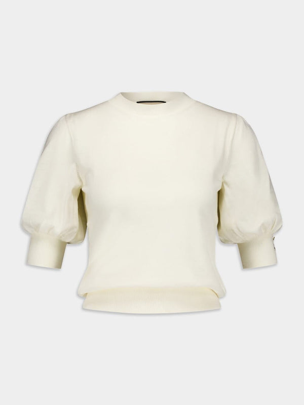GucciPuff-Sleeve Fine Knit Top at Fashion Clinic