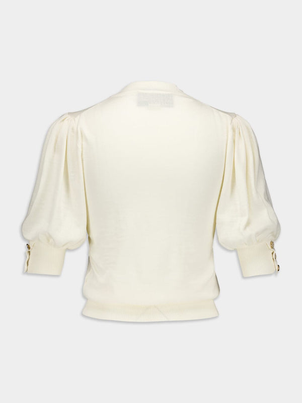 GucciPuff-Sleeve Fine Knit Top at Fashion Clinic