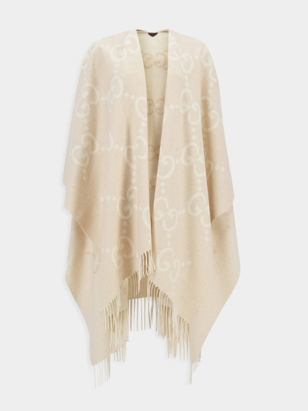 GucciReversible Jumbo GG Cashmere Beige Poncho at Fashion Clinic