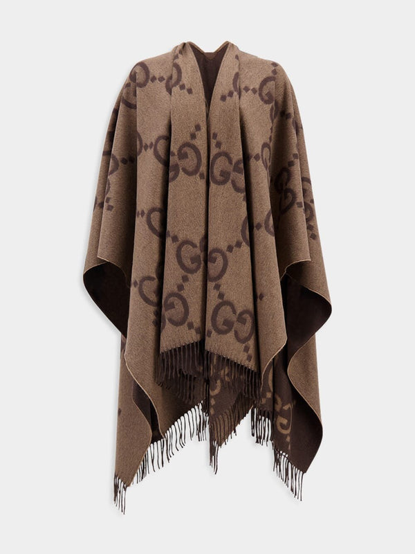 GucciReversible Jumbo GG Cashmere Brown Poncho at Fashion Clinic