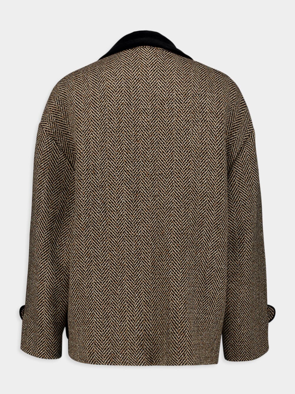 GucciVelvet-Trim Wool-Blend Herringbone Coat at Fashion Clinic