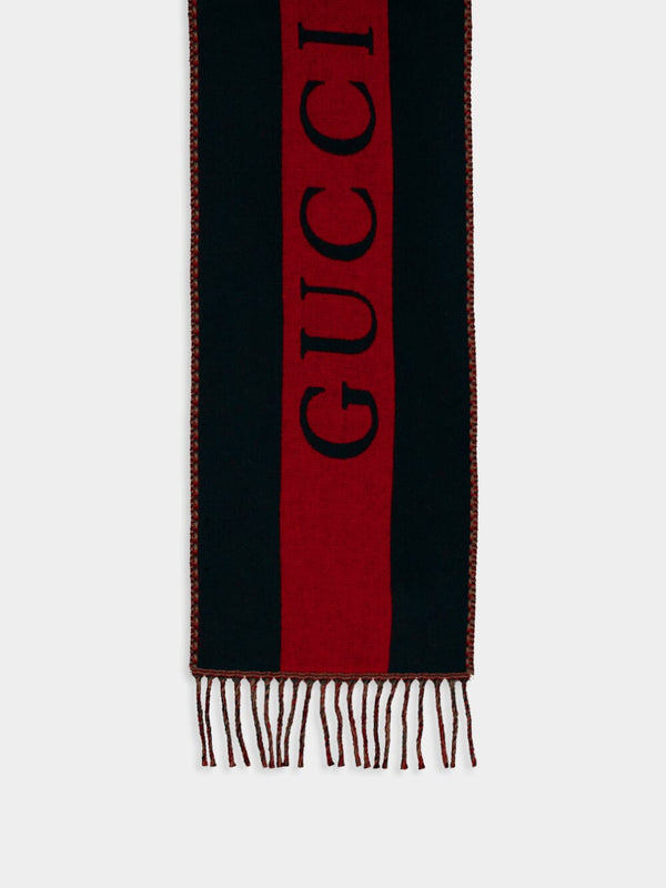 GucciWeb-Stripe Jacquard Wool Scarf at Fashion Clinic